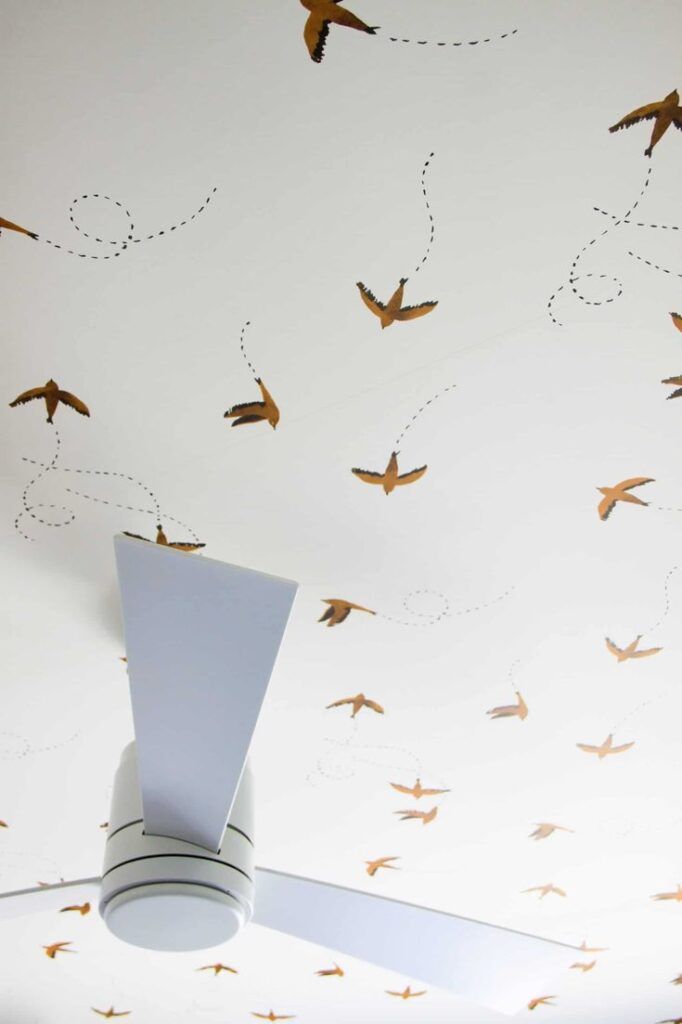 Hannah's Wallpapered Bedroom Ceiling _ Wildflower Home (1)