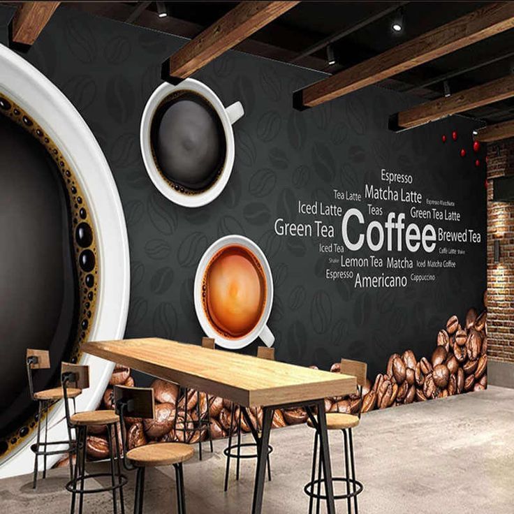 Coffee shop wallpaper, tea shop wallpaper, coffee shop wallcovering,